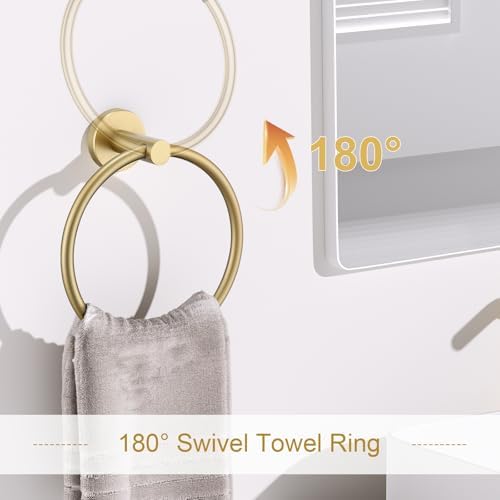 Brushed Gold Bathroom Hardware Set, 5 Pieces Gold Towel Bar Bathroom Accessories, Upgraded Toilet Paper Holder with Shelf Set, 23.6 Inch Towel Rack Towel Holder for Bathroom Wall - Image 4
