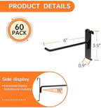60 Pack Grid Wall Display Hooks, Metal Gridwall Accessories for Retail Stores, Trade Shows, Art and Craft Displays (Black, 6 Inch) - Image 2