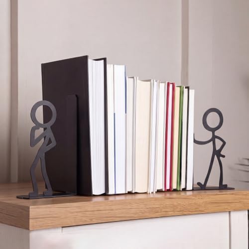6 Pairs Metal Bookends Funny Decorative Bookends for Shelves - Image 3