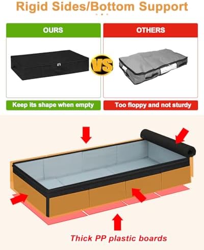 punemi 6.7 in Sturdy Under Bed Clothes Storage Containers, 2Pack, Black - Image 3