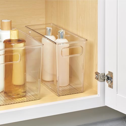 iDesign Tall Plastic Storage Bin with Handles, Set of 4, Clear - Image 6