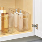 iDesign Tall Plastic Storage Bin with Handles, Set of 4, Clear - Image 6