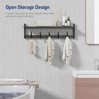 Tatub 29" Rustic Coat Rack Wall Mount with Shelf, Entryway Wall Hooks with Shelf, Coat Hangers for Bathroom, Living Room, Bedroom, Dark Grey - Image 4