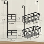 DELLAN 2-Tier Shower Hanging Caddy, Shower Rack with Hooks, Black - Image 4