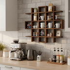Suzile Mug Display Shelf Wall Mounted,Grid Size 5.1x5.1x3in,Rustic Brown - Image 6