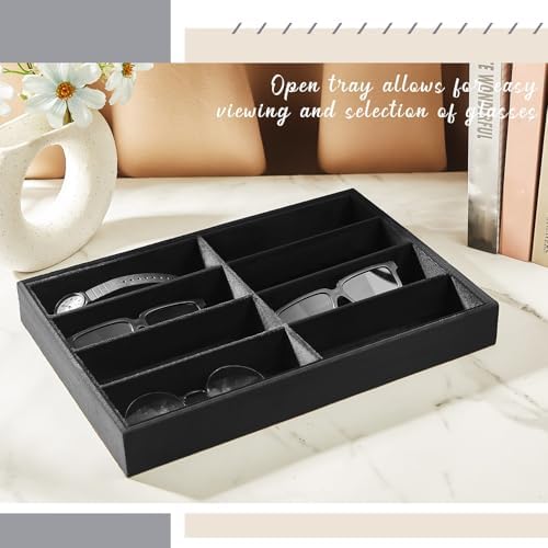 Amylove 4 Pcs Black Sunglass Organizer Trays 8 Grids Velvet Glasses Holder Jewelry Display Organizer Eyeglasses Storage Box Drawer - Image 7