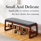 latifolia Solid Wood Bench, Entryway Shoe Bench with Cushion, 2 Tier Shoe Storage Organizer for Hallway, Living Room(Black,39.70''L) - Image 4