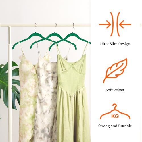 Velvet Hangers 30 Pack, Non-Slip Slim Felt Clothes Hangers Emerald Green - Image 4