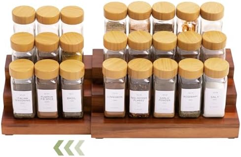 KitchenEdge 3-Tier Expandable Spice Rack Organizer, Acacia by KitchenEdge