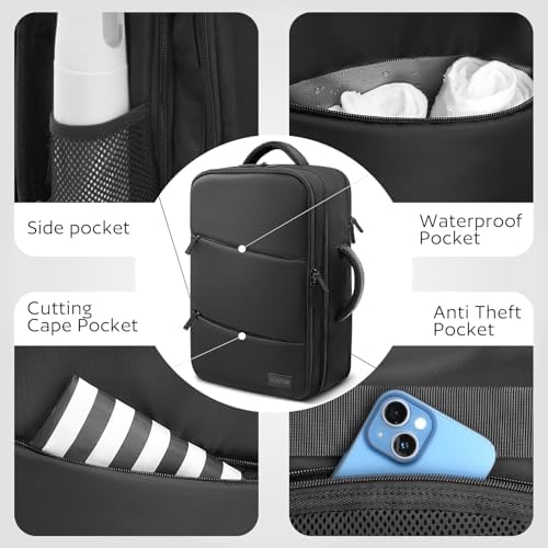 AUROTIER Barber Bag with Insulated Pocket, Portable Backpack for Clippers and Supplies, Travel Hairstylist Smart Bag, Hairdresser Case, Water-resistant, Black - Image 6