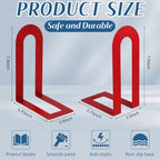 Chunful 6 Pcs Red Metal BookEnds Shelves, 7.5 x 5.75 x 3.5 in - Image 2