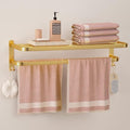 23 Inch Gold Bathroom Towel Rack Towel Shelf with Double Towel Bars Lavatory Wall Mount Holder with Hooks Golden Stainless Steel Hotel Bath Rack by DDS-DUDES