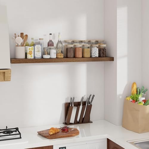 Floating Shelves for Wall, 48 inch Walnut Extra Long Wall Shelves - Image 2