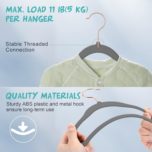 50 Pack Velvet Baby Clothes Hangers, Grey, Non-Slip, Space-Saving - Image 7