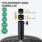 Patio Umbrella Stand - 70 lbs Capacity Fillable Outdoor Umbrella Base Heavy Duty, Water Filled Weight Base for Market Umbrella Holder, Garden, Backyard, Pool, Beach, Round Black - Image 3