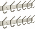 Coat Rack Wall Mount – Brushed Nickel 17 Inch Stainless Steel Hook Rail with 6 Heavy Duty Double Coat Hooks – Wall Mounted Coat Hanger for Entryway, Bathroom, Bedroom, Towel, Hat Organizer - 2 Pack by SAYONEYES