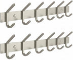 Coat Rack Wall Mount – Brushed Nickel 17 Inch Stainless Steel Hook Rail with 6 Heavy Duty Double Coat Hooks – Wall Mounted Coat Hanger for Entryway, Bathroom, Bedroom, Towel, Hat Organizer - 2 Pack by SAYONEYES