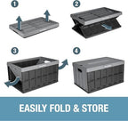 CleverMade Collapsible Storage Bins With Lids, 62L 3 Pack, 100 lb, Ocean - Image 4