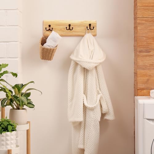 Threehoney 2 Pcs Wooden Wall Coat Rack, 15.8 Inch with 3 Hooks Farmhouse - Image 5