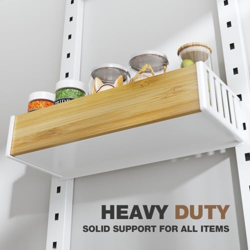 8 Tier Over the Door Pantry Organizer with Adjustable Wooden Baskets, Heavy Duty 2 in 1 Wall Mounted & Hanging Spice Rack for Kitchen, Cabinet and Closet Organization - Image 3