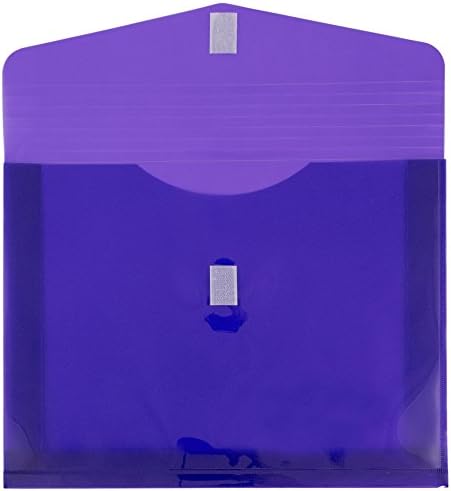 JAM PAPER Plastic Expansion Envelopes with Hook & Loop Closure - Letter Booklet - 9 3/4 x 13 with 2 Inch Expansion - Purple - 12/Pack - Image 2