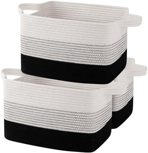 OIAHOMY Cotton Rope Storage Baskets for Organizing Gradient Dark 3-Pack by MasterofSpaceOptimization