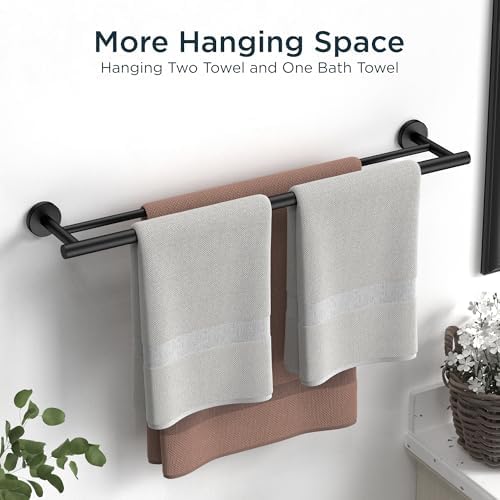 FORIOUS Double Towel Bar 24" Towel Racks for Bathroom Wall Mounted Black - Image 7