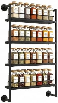 4 Tier Spice Rack Wall Mounted for Kitchen, Large Capacity Organizer by Unknown