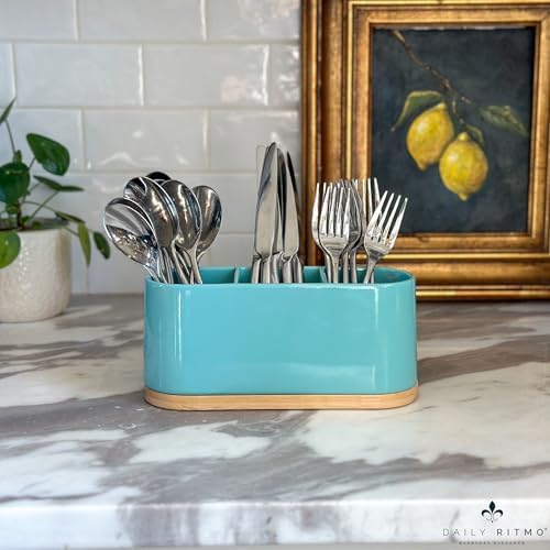 DAILY RITMO® Turquoise Aqua Countertop Silverware Holder - Image 6