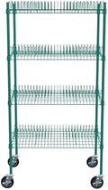 PRO&Family 24" x 36" Mobile Green Epoxy 4-Tier Commercial Drying Rack with Casters – Heavy Duty Wire Shelving for Dish Drying, Kitchen Storage & Food Service Use (1 1/4" Slots) by PRO%26Family