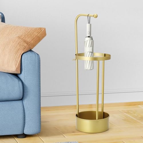 Golden Rust Proof Umbrella Holder, Entrance Drain Umbrella Bucket, Steel Circular Umbrella Holder, Umbrella Storage Rack, Suitable for use in Homes, Offices, Hotel Lobbies （Gold） - Image 3