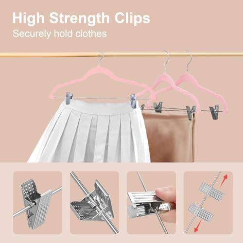 Stormix 18 Pack Velvet Skirt Hanger with Clips Non-Slip 16.5 inches Pink - Image 3
