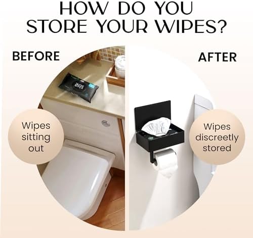 Day Moon™ - Toilet Paper Holder with Shelf & Storage - Wall Mount, Black - Image 2