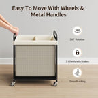 ELYKEN Laundry Hamper 2 Section, 100L Rolling Laundry Sorter with Wheels - Image 5