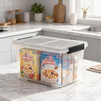 6-Pack 30 Quart Stackable Clear Plastic Storage Bin with Lid & Wheel - Image 2