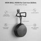 Heavy Duty Iron Wall Hook for Cast Iron Skillets, 7.6-Inch Utility Hanger for Garage and Kitchen Storage - Image 4