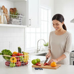 4 Pack White Metal Wire Food Storage Basket Organizer with Wooden Handles for Organizing Kitchen Cabinets Large - Image 3