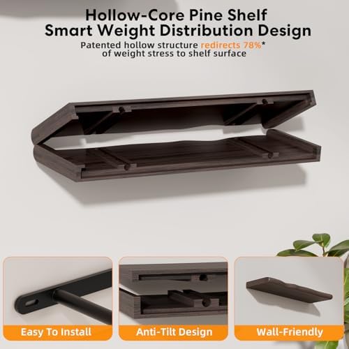 Organic Wavy Edge Floating Shelves,Hidden Brackets,2 Pack 24 in - Image 4
