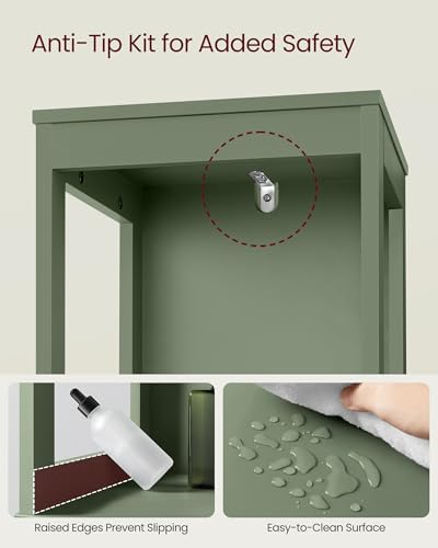 VASAGLE Bathroom Floor Cabinet, 2 Drawers, 55.7" H, Forest Green - Image 7