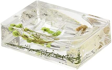 Locco Decor 4 Piece Acrylic Liquid 4D Floating Motion Bathroom Vanity Accessory Set Garden Botanic Green Plants Toothbrush Holder, Tumbler, Soap Dispenser, Soap Dish - Image 4