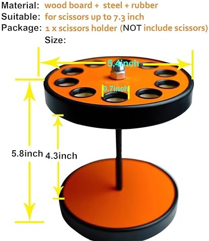 XDONEF Rotating Hair Scissors Holder, Wooden Salon Shears Container, Orange - Image 6
