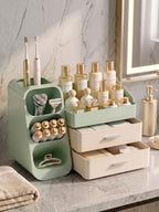 Booklov Large Makeup Organizer for Vanity Countertop, Green Cream - Image 4