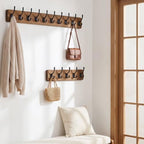 WEBI Coat Rack Wall Mount,10 Hooks,38 9/16" Long Coat Hooks Wall Mounted Rustic,16" Hole to Hole,Wood Coat Hanger Wall,Hook Rack Hooks for Hanging Coats,Jacket,Clothes,Hats,2 Packs - Image 5