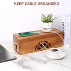 Wood Cable Management Box - 15.8" (L) x 6" (W) 5.5" (H) Acacia Wood Cable Hider Box, Cord Hider with Magnet Design & Outlet Hole, Power Strip Surge Protect & Organizer for Home Office Kitchen TV Wires - Image 2