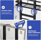 Over the Door Shower Caddy Hanging, Rustproof Shower Shelves with Waterproof Phone Pouch, 2-Tier Adjustable Bathroom Organizers and Storage, No Drilling Shower Shelf, Black Shampoo Soap Holder - Image 6