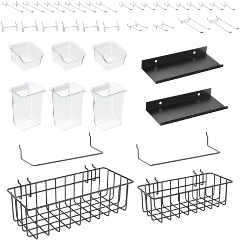 Peg Board Accessories Kit,Pegboard Hooks Assortment with Bins,Cups,Wire Baskets,Paper Towel Holder Can be Used for Pegboard Garage Workbench Craft Room Organizing Tools (Transparent Cup+Box) by Daanxw