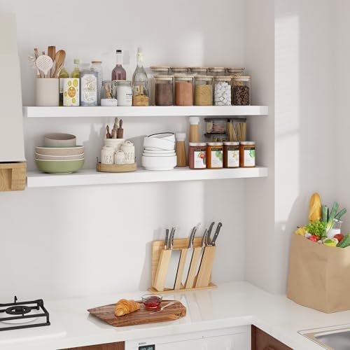 Floating Shelves for Wall, 48 inch Extra Long White Wall Shelves - Image 2
