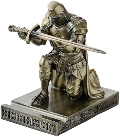 Medieval Templar Vanguard Officer Knight Pen Holder Desk Organizers Bronze by NCQIXIAO