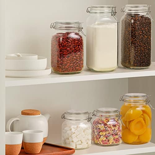 ComSaf Square Glass Pantry Jars with Airtight Lids 34 oz 3 Pack Coffee - Image 2