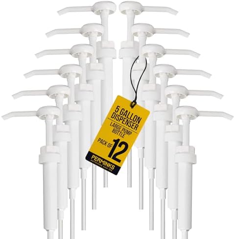5 Gallon Pump Dispenser - Bucket, Jug & Bottle, Shampoo, Detergent, 12 Pack by PERMINKS